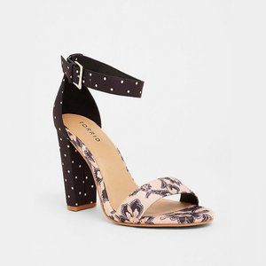 Torrid Pink & Navy Floral Paisley Pattern Dot High Heel Sandal Size 9W